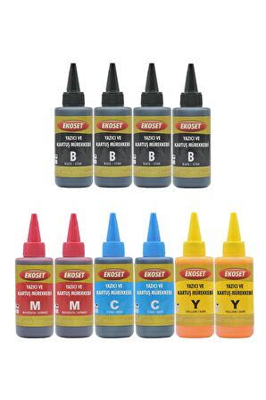 Ekoset Canon G4400 G4410 G4411 uyumlu Renkli ve siyah Mürekkep 100ml 10'lu set