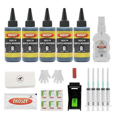 Ekokartuş Dolum seti Canon E414 E484 PG-46 uyumlu Siyah 5'li set