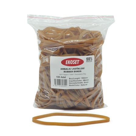 Ekoset 150x5mm Geniş Kauçuk Paket Ambalaj Kasa Lastiği 500 Adet