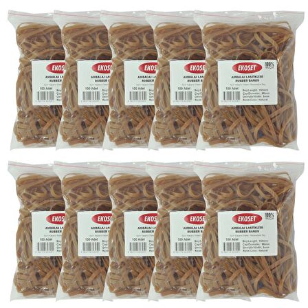 Ekoset 150x5mm Geniş Kauçuk Paket Ambalaj Kasa Lastiği 1.000 Adet