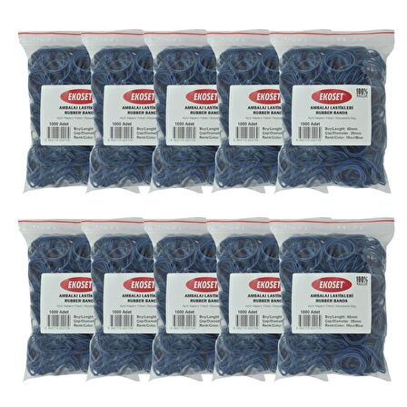 Ekoset Mavi Paket Ambalaj Para Lastiği 40mm 10.000 Adet