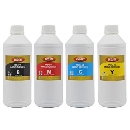 Ekoset Epson EcoTank L3250 L3251 L3260 L3266 Uyumlu 4 Renk Muadil Mürekkep 4x1Litre