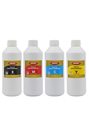 Ekoset Epson EcoTank L3256 L5290 L5296 Uyumlu 4 Renk Muadil Mürekkep 4x1Litre