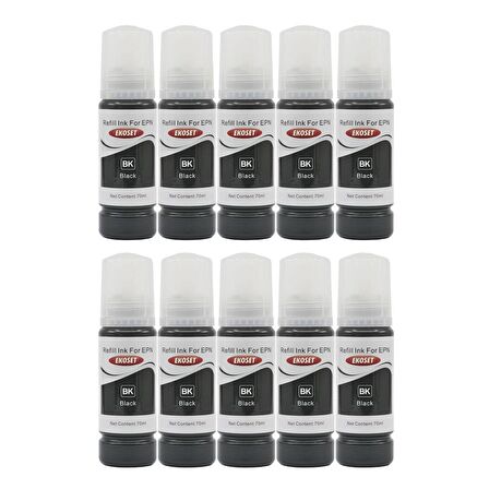 Ekoset Epson 103 L1210 L1250 L3210 L3211 Siyah Muadil Mürekkep 70ml 10 adet
