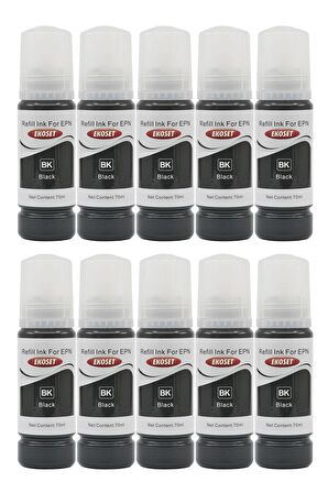 Ekoset Epson 103 L1210 L1250 L3210 L3211 Siyah Muadil Mürekkep 70ml 10 adet