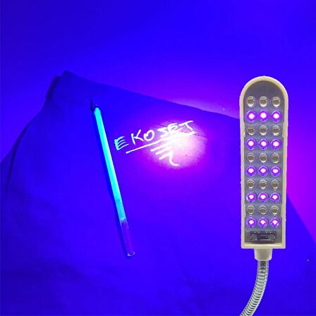 Ekoset Ultraviyole UV Led Lamba ve 20 Adet İnce Tip UV Kalem Seti Dikiş Makineleri için