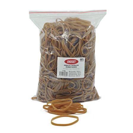 Ekoset 100mmx5mm Geniş Kauçuk Paket Ambalaj Lastiği 12Kg Koli (100x5)