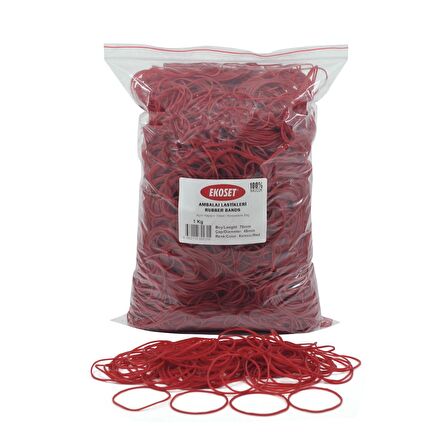 Ekoset 70mm Kırmızı Renkli Kauçuk Paket Ambalaj Lastiği 12Kg Koli