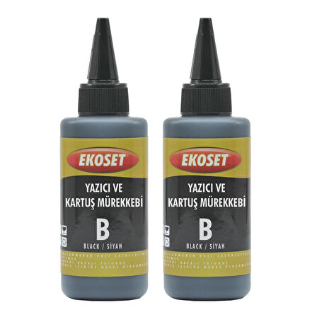 Ekoset Siyah Yazıcı ve Kartuş Mürekkebi 2x100ML