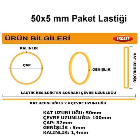 Kauçuk Geniş Paket Lastiği 50x5mm 300 Adet