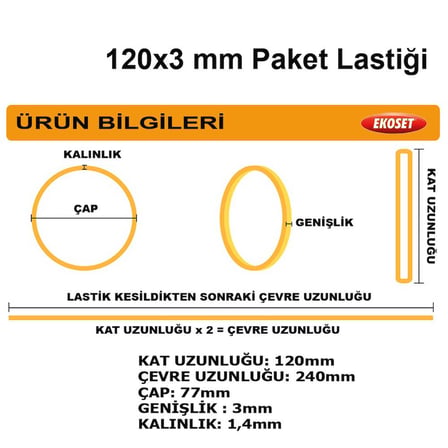 Kauçuk Paket Lastiği 120x3mm 500 Gram