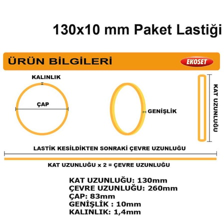 Kauçuk Ekstra Kalın Paket Lastiği 130x10mm 200 Adet