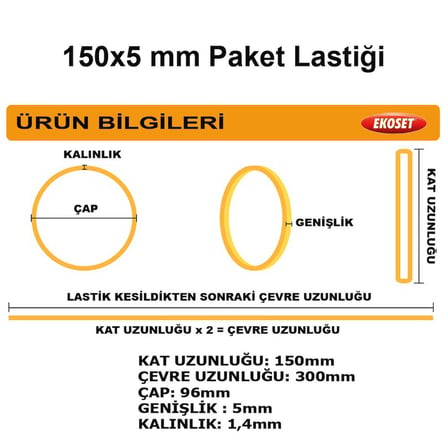 Kauçuk Kalın Paket Lastiği 15cm x 5mm 3Kg