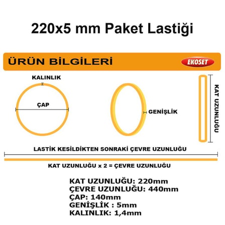 Kauçuk Büyük Boy Paket Lastiği 220x5mm 300 Adet