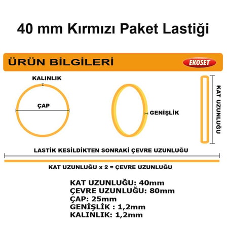 Küçük Kırmızı Paket Lastiği 40mm 3000 Adet