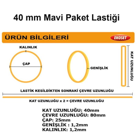 Küçük Paket Lastiği Mavi 40mm 5 KG