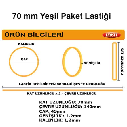 Yeşil Para Lastiği 70mm 3 KG