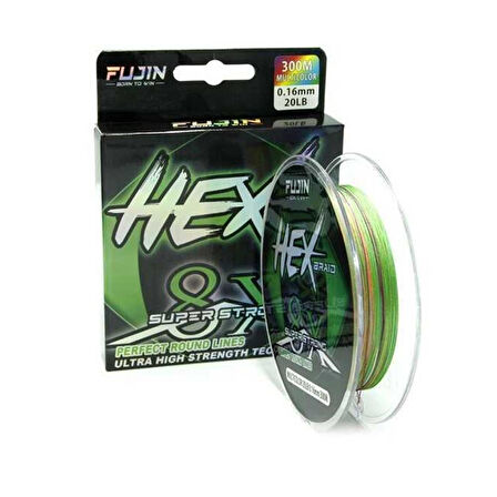 Fujin Hex Braid x8 PE İp Olta Misinası 300mt MultiColor-0,14 mm