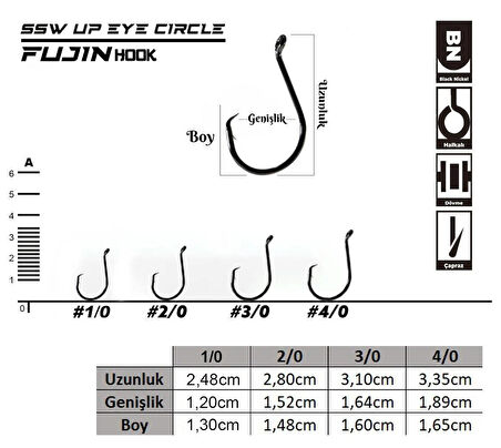 Fujin SSW Up Eye Circle Delikli Yemli Kancası