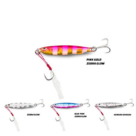 Fujin Metal GO 15gr 55mm Jig Yem Pink Gold Zebra Glow