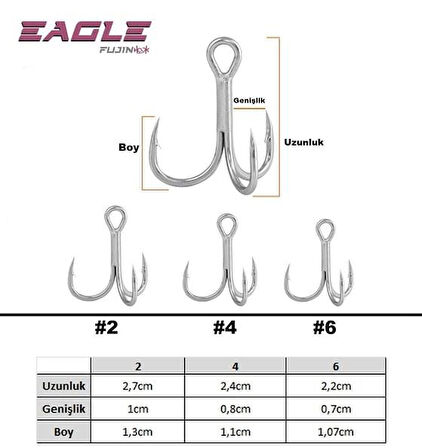 Fujin Eagle Süper Anti-Rust Üçlü Kanca