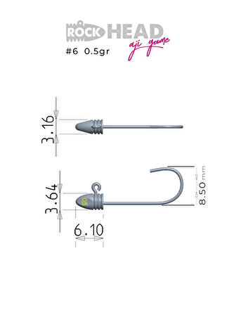 Fujin Rock-Head 6no Aji Game JigHead 2,5 Gr