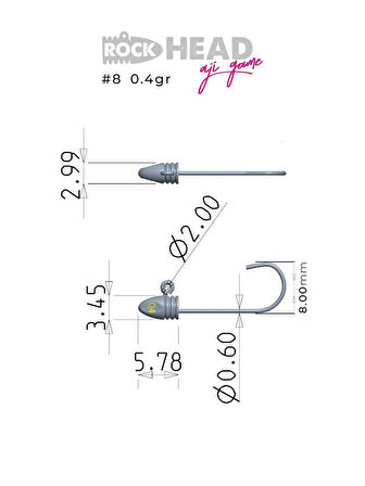 Fujin Rock-Head 8no Aji Game JigHead 1,6 GR