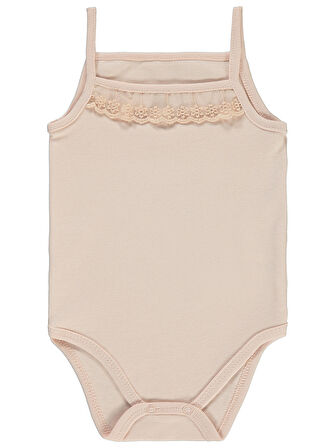Civil Baby Kız Bebek Çıtçıtlı Badi 3-9 Ay Pudra