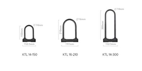 Kovix KTL14-300BK Alarmlı U Kilit