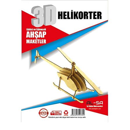 3D Ahşap Helikopter Maketi