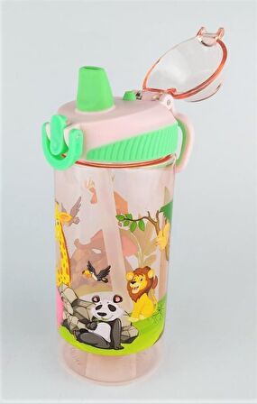 Vagonlife Tritan Pipetli Kapaklı Çocuk Matarası 500Ml Pembe