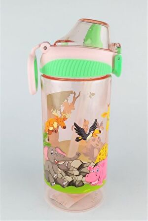 Vagonlife Tritan Pipetli Kapaklı Çocuk Matarası 500Ml Pembe