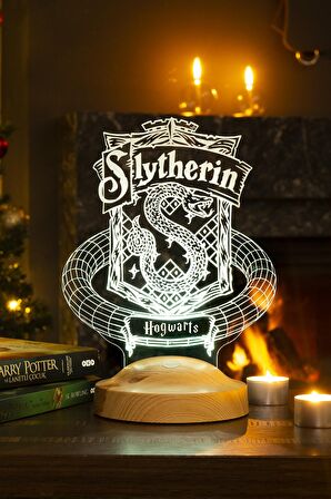 Sevgilambası 3D Harry Potter Hediyesi Hogwarts Slytherin Binası Led Lamba