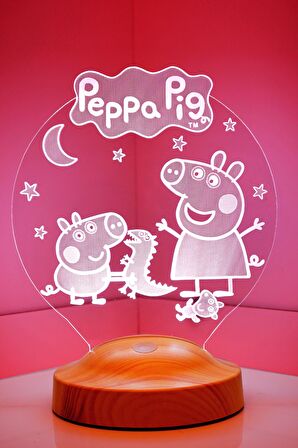 Sevgilambası 3D Çocuk Bebek Hediyesi Peppa Pig 3 boyutlu Led Lamba