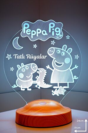 Sevgilambası 3D Peppa Pig Hediyesi Tatlı Rüyalar 3 boyutlu Led Lamba