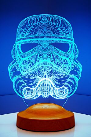 Sevgilambası 3D Star Wars Askeri Stormtrooper 3 Boyutlu Led Lamba