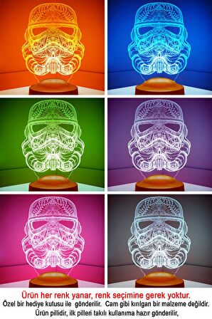 Sevgilambası 3D Star Wars Askeri Stormtrooper 3 Boyutlu Led Lamba