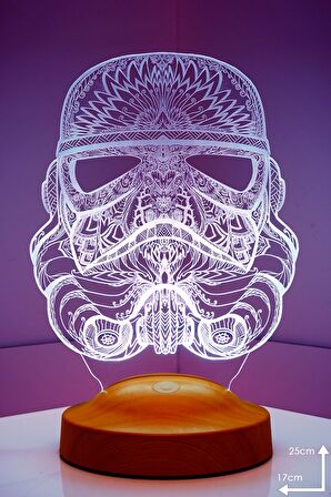 Sevgilambası 3D Star Wars Askeri Stormtrooper 3 Boyutlu Led Lamba