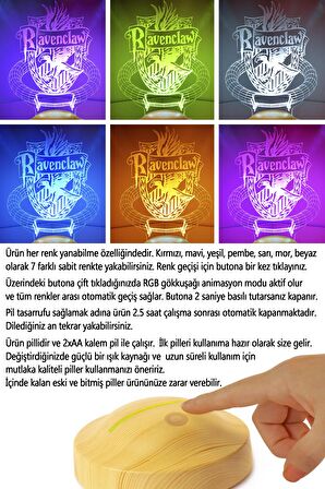 Sevgilambası 3D Harry Potter Hediyesi Hogwarts Ravenclaw Binası Led Lamba