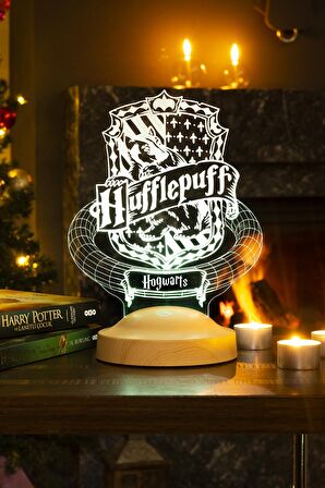 Sevgilambası 3D Harry Potter Hediyesi Hogwarts Hufflepuff Binası Led Lamba