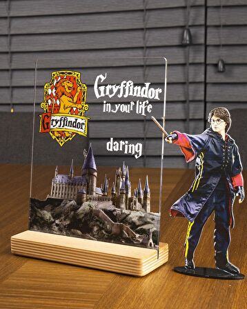 Sevgilambası Harry Potter Hediyesi Hogwarts Gryffindor Binası Şeffaf Tablo