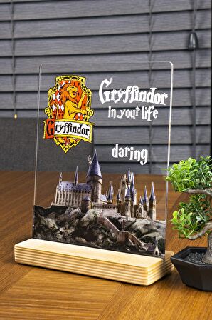 Sevgilambası Harry Potter Hediyesi Hogwarts Gryffindor Binası Şeffaf Çerçeve