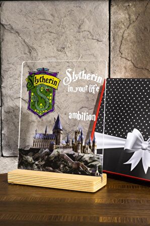 Sevgilambası Harry Potter Hediyesi Hogwarts Slytherin Binası Hediye Paketli Şeffaf Çerçeve