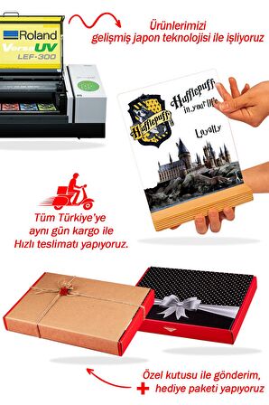 Sevgilambası Harry Potter Hediyesi Hogwarts Hufflepuff Binası Hediye Paketli Şeffaf Çerçeve