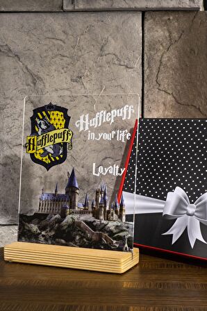 Sevgilambası Harry Potter Hediyesi Hogwarts Hufflepuff Binası Hediye Paketli Şeffaf Çerçeve