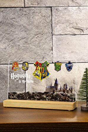 Sevgilambası Harry Potter Hediyesi Hogwarts Binaları Hediye Paketli Şeffaf Çerçeve