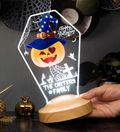 Halloween Cadılar Bayramı Parti Süsü, Halloween Gecesi Temalı LED Lamba, Bal Kabağı, Şapka, Yarasa Tasarımlı Parti Dekorasyonu, Halloween Hediye Fikirleri, İsimli Halloween Süsü 