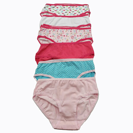 Öztaş 4723 Kız Çocuk Likralı Baskılı Slip Külot 6'lı  Paket
