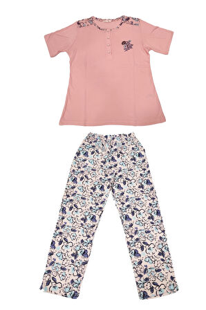 Over Sleep 121K Kadın Yazlık  Kısa Kol Pijama Takım