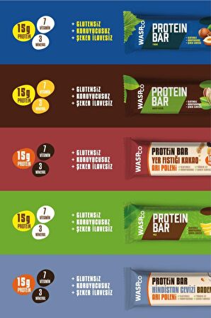 WaspCo Yüksek Protein Bar Karma Set 50g 6X5 Çeşit 30 Adet